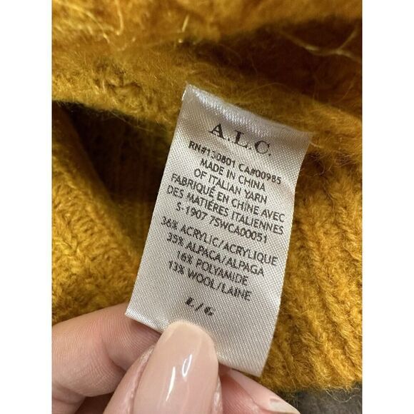 A.L.C. CLEVELAND CARDIGAN MUSTARD ALPACA-BLEND SIZE LARGE V-NECK SWEATER - Picture 13 of 14